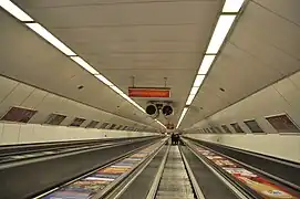 Escalators looking down