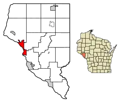 Location of Alma in Buffalo County, Wisconsin.