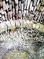 The roof of the sacristy, groin vaulted in two bays.