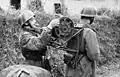 Field cable section with German paratroopers, France 1944