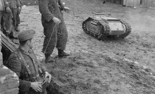 A Goliath remote-piloted demolition charge being used in Russia in 1944