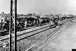 Scenes from a rail-yard during the March Action