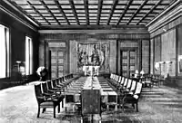 The New Reich Chancellery's Reich government chamber (cabinet room) in 1939.