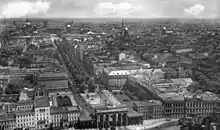 Aerial view of Unter den Linden, with Hotel Adlon at center, October 1931