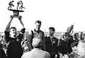 Players of BFC Dynamo during the victory ceremony.