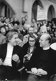 Peace prayer in the Johanniskirche [de] in Gera; Joachim Urbig (l.), Leich