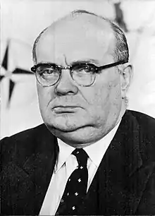 Image 20Paul-Henri Spaak, three-times Prime Minister and author of the Spaak Report, was a staunch believer in international bodies, including the ECSC and EEC (from History of Belgium)