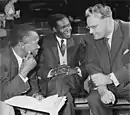 At "Kenya Day," Leipzig, 1960,  Milton Obote, centre, later PM of Uganda, demanded the release of Jomo Kenyatta, the Kenyan nationalist.  In 1966 and 1967, Obote would depose all the Ugandan kings, including the Kabaka of Buganda.