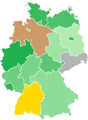 A coloured map of the states of Germany