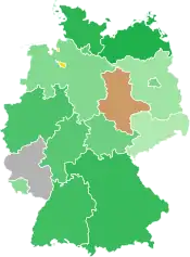 A coloured map of the states of Germany