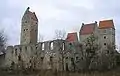 The former water castle from the SE with the ruins of the Kastnerhaus