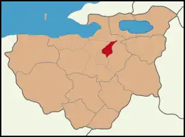 Map showing Gürsu District in Bursa Province