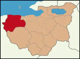 Map showing Karacabey District in Bursa Province