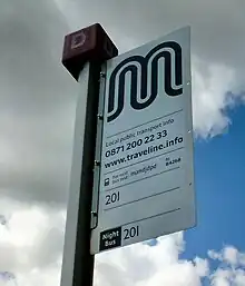 Image 46A bus stop in Denton bearing the logo of Transport for Greater Manchester (TfGM). TfGM is a functional executive body of the Greater Manchester Combined Authority and has responsibilities for public transport in Greater Manchester. (from Greater Manchester)