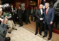 George W. Bush and John Howard meeting inside the Commonwealth Parliament Offices.