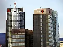 T-Hrvatski Telekom headquarters, a tall building with a red T on the side