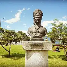 A bust of Atlácatl located in El Salvador.