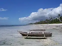 Bwejuu's coastline at low tide.