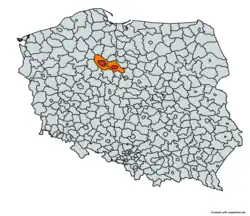 Bydgoszcz city and Toruń city (red)Bydgoszcz County and Toruń County (orange)