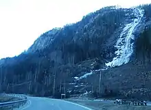 View of the nearby Reiårsfossen waterfall