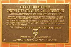 Plaque from the American Society of Civil Engineers in Jefferson Station