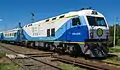 A CKD8 diesel-electric locomotive operating in Argentina for Trenes Argentinos.