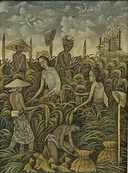 Indonesian women planting rice in Java, W.J. Tohdjiwa