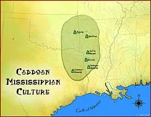 Image 29Map of the Caddoan Mississippian culture and some important sites (from History of Louisiana)