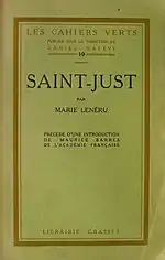 The cover of Marie Lenéru's study Saint-Just.