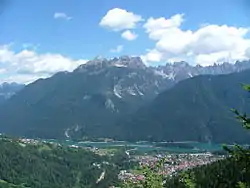 Calalzo di Cadore and surrounding mountains