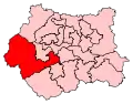 A small constituency, located in the centre of the county, to the east of two other small constituencies.