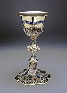 Chalice, by Charles-Eugène Trioullier, 1863-1875, enamelled silvered and stones, Petit Palais