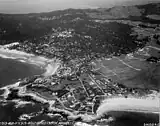 Carmel Point with Driftwood Cottage at the turn fronting the Carmel River