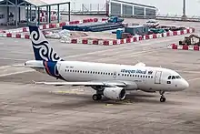 Cambodia Airways A319-100 in Macau International Airport (2018).