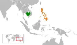 Map indicating locations of Cambodia and Philippines