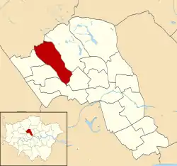 Frognal and Fitzjohns highlighted within Camden