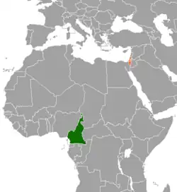 Map indicating locations of Cameroon and Israel