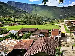 Football field of Leimebamba from the stairs that rise to the museum