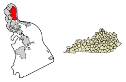 Location of Fort Thomas in Campbell County, Kentucky.