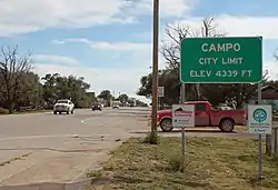 Entering Campo from the north on U.S. Route 287/385.