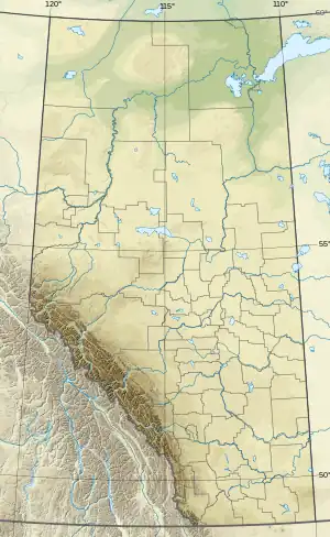 Map showing the location of Birch Mountains Wildland Provincial Park