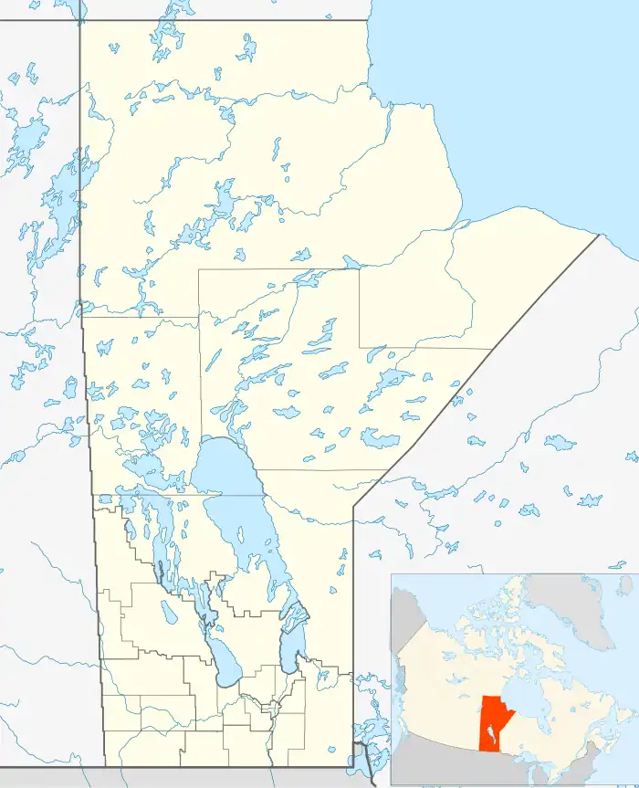 Map showing the location of Grand Beach Provincial Park