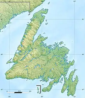 Location of the lake in Newfoundland.