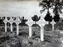 Wartime appearance of Canadian graves in what would become Railway Dugouts Burial Ground Transport Farm, 1916.