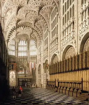 The Henry VII Chapel at Westminster Abbey  (1503–) painted by Canaletto