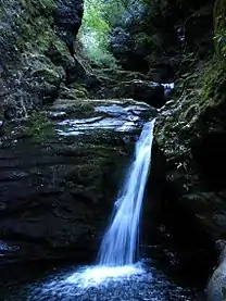 One of many waterfalls on the eastern slopes of the mountain