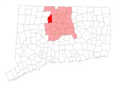 Canton's location within Hartford County and Connecticut