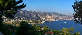 The seafront in Beaulieu-sur-Mer seen from the gardens of the Villa Ephrussi de Rothschild in Saint-Jean-Cap-Ferrat