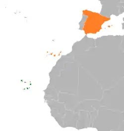 Map indicating locations of Cape Verde and Spain