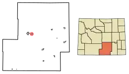 Location of Sinclair in Carbon County, Wyoming.